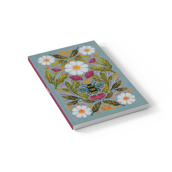 Honey Bee Floral Soft Touch Classic Layflat Notebook Journal