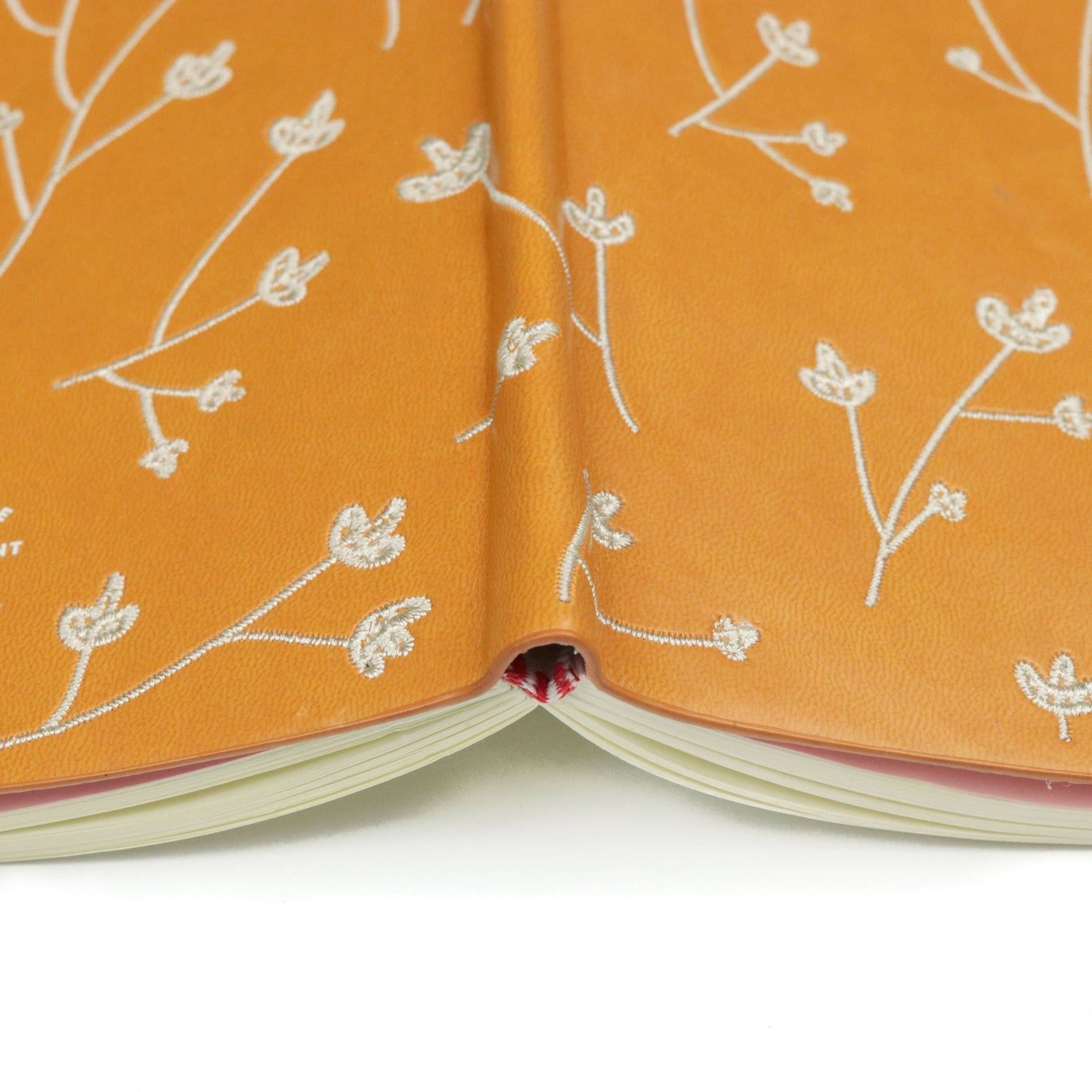 White Floral Embroidered Layflat Journal Notebook