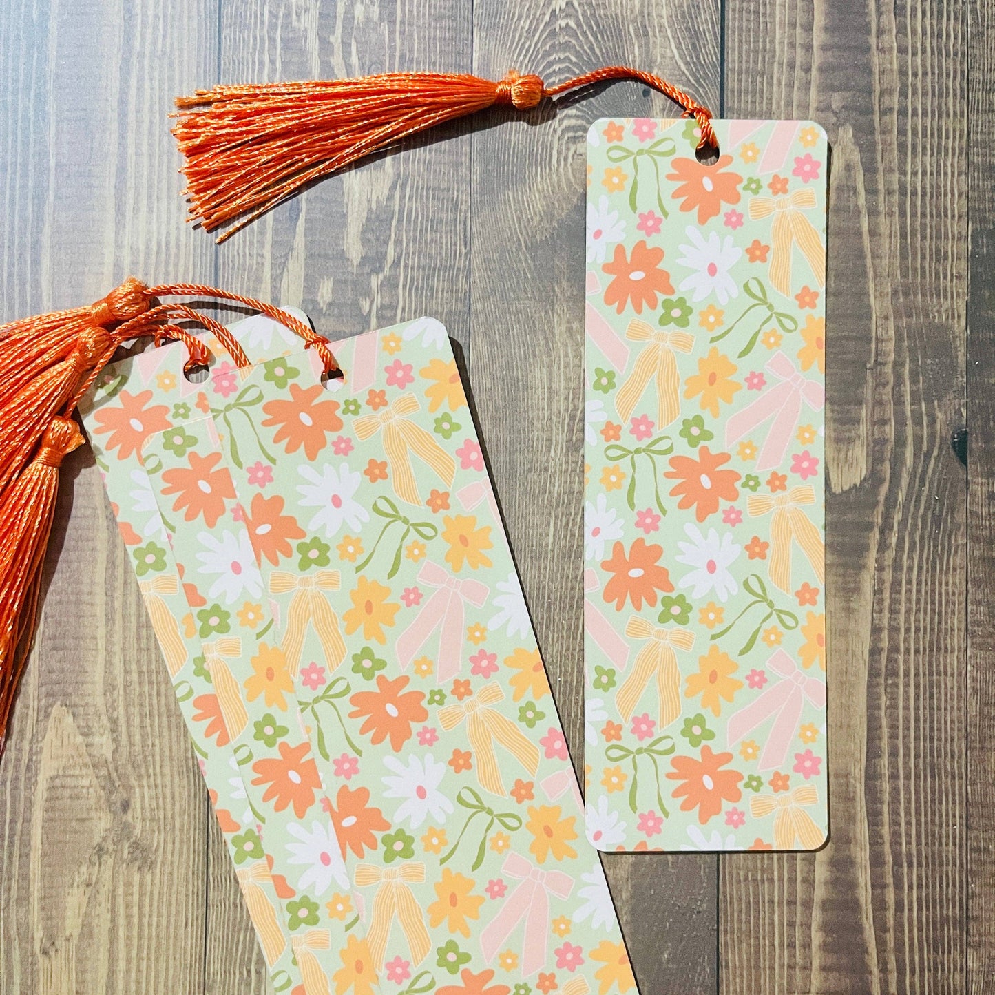 Bookmark With Tassel Spring Floral Bows