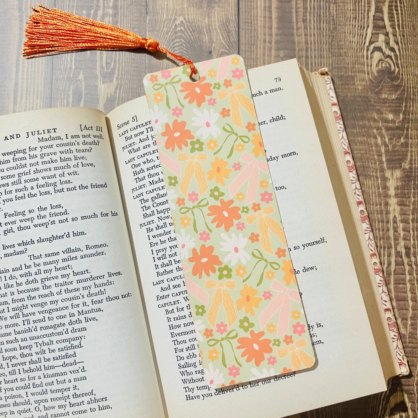 Bookmark With Tassel Spring Floral Bows