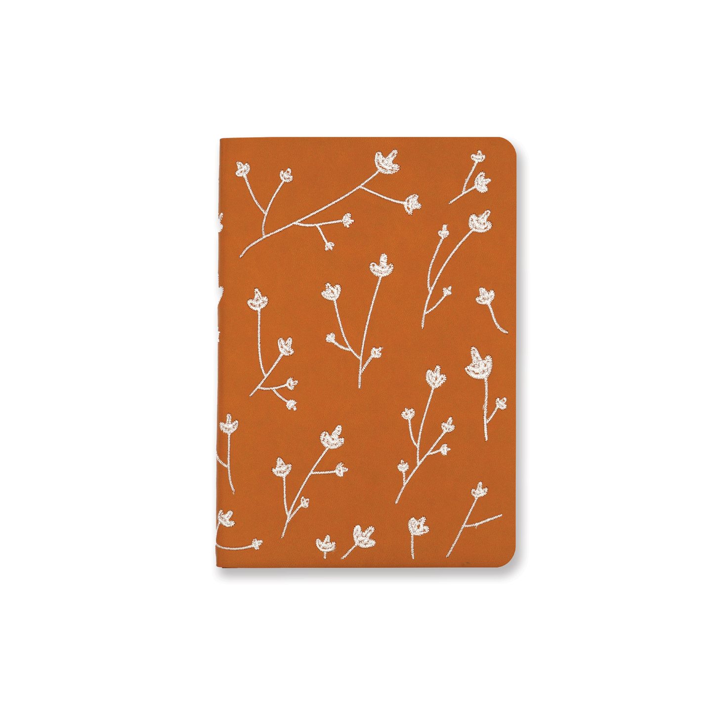 White Floral Embroidered Layflat Journal Notebook