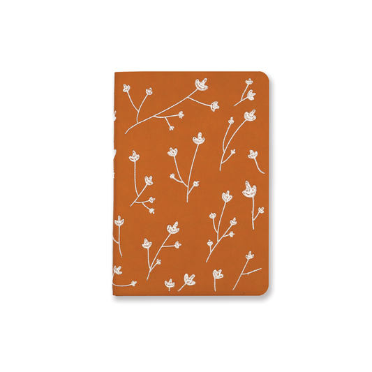White Floral Embroidered Layflat Journal Notebook