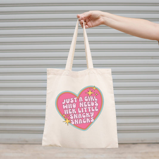 Canvas Tote Bag, Just a Girl Who Needs Her Little Snack Snacks