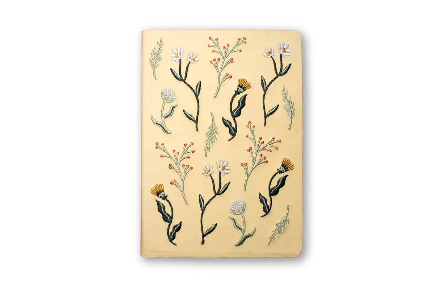 Butter Yellow Floral Embroidered Journal Notebook