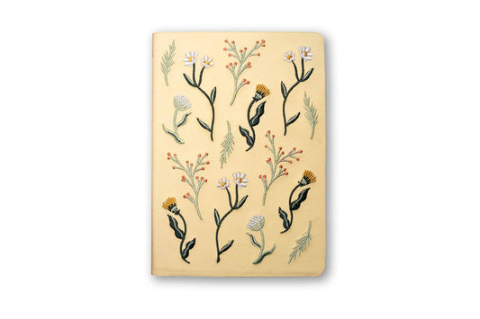 Butter Yellow Floral Embroidered Journal Notebook