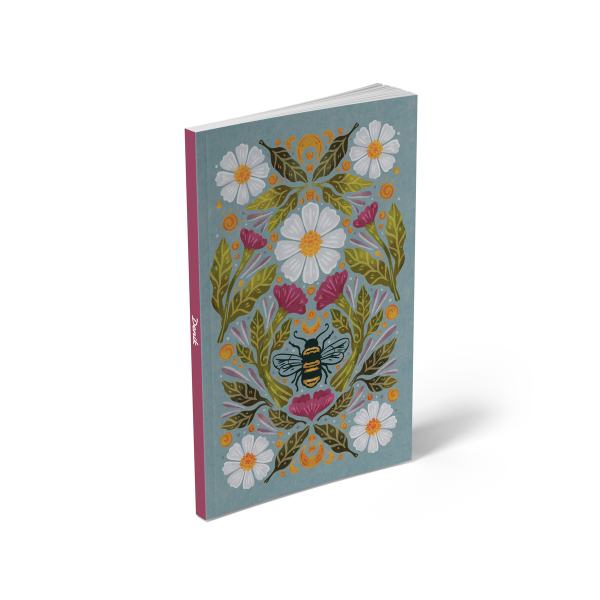 Honey Bee Floral  Soft Touch Classic Layflat Notebook Journal