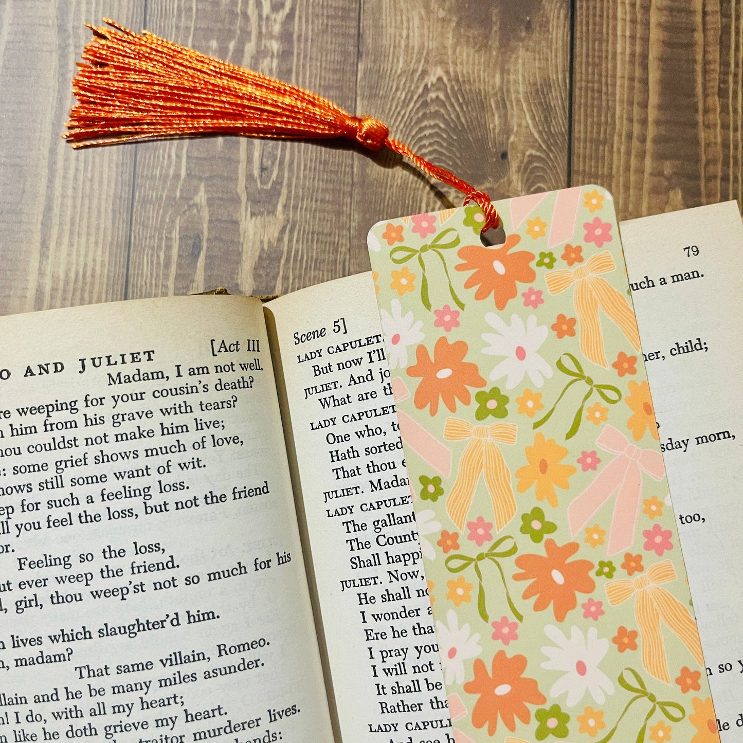 Bookmark With Tassel Spring Floral Bows