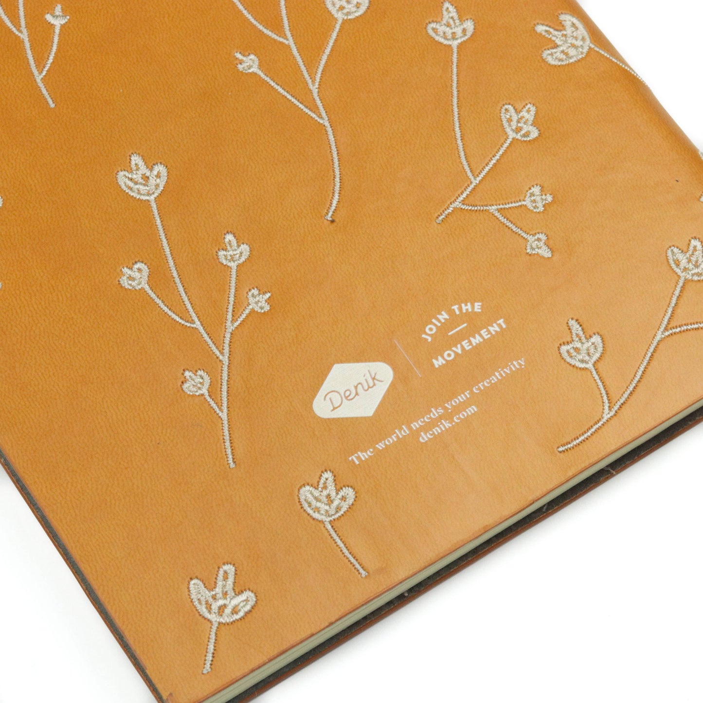 White Floral Embroidered Layflat Journal Notebook