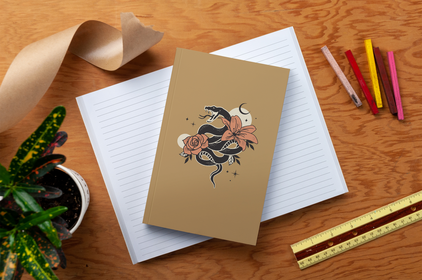 Snake in the Flowers Layflat Notebook