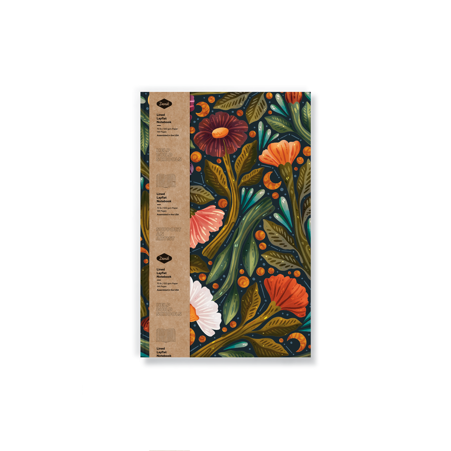 Dark Floral Classic Layflat Journal Notebook