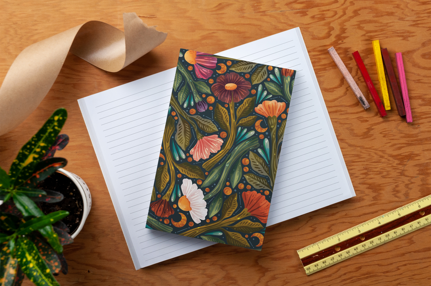 Dark Floral Classic Layflat Journal Notebook