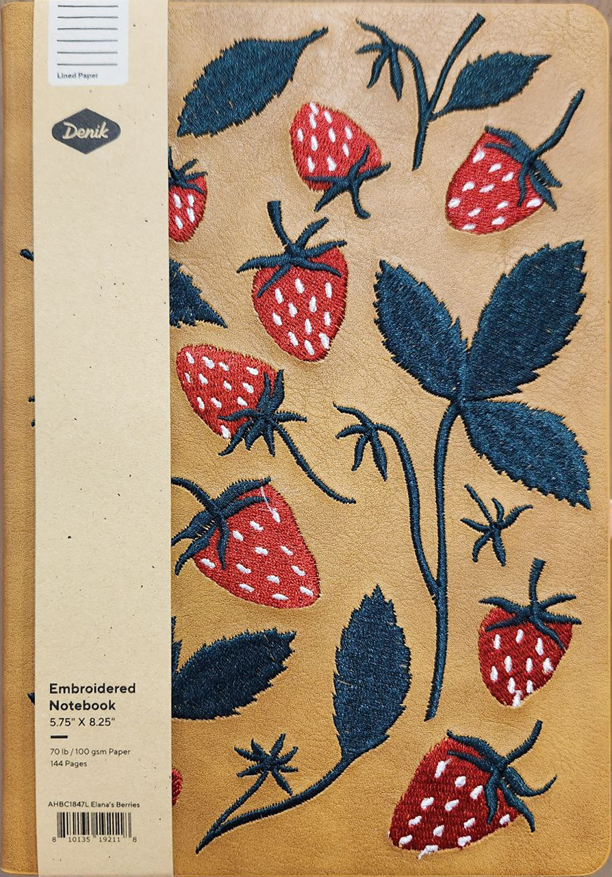 Strawberry Embroidered Journal Notebook