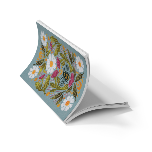 Honey Bee Floral  Soft Touch Classic Layflat Notebook Journal